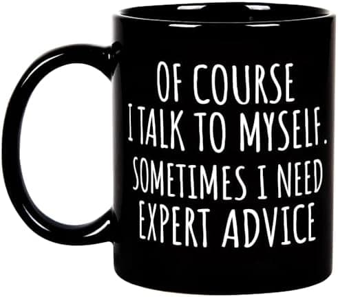 White 11 oz ceramic coffee mug with 'Of Course' sarcastic office design